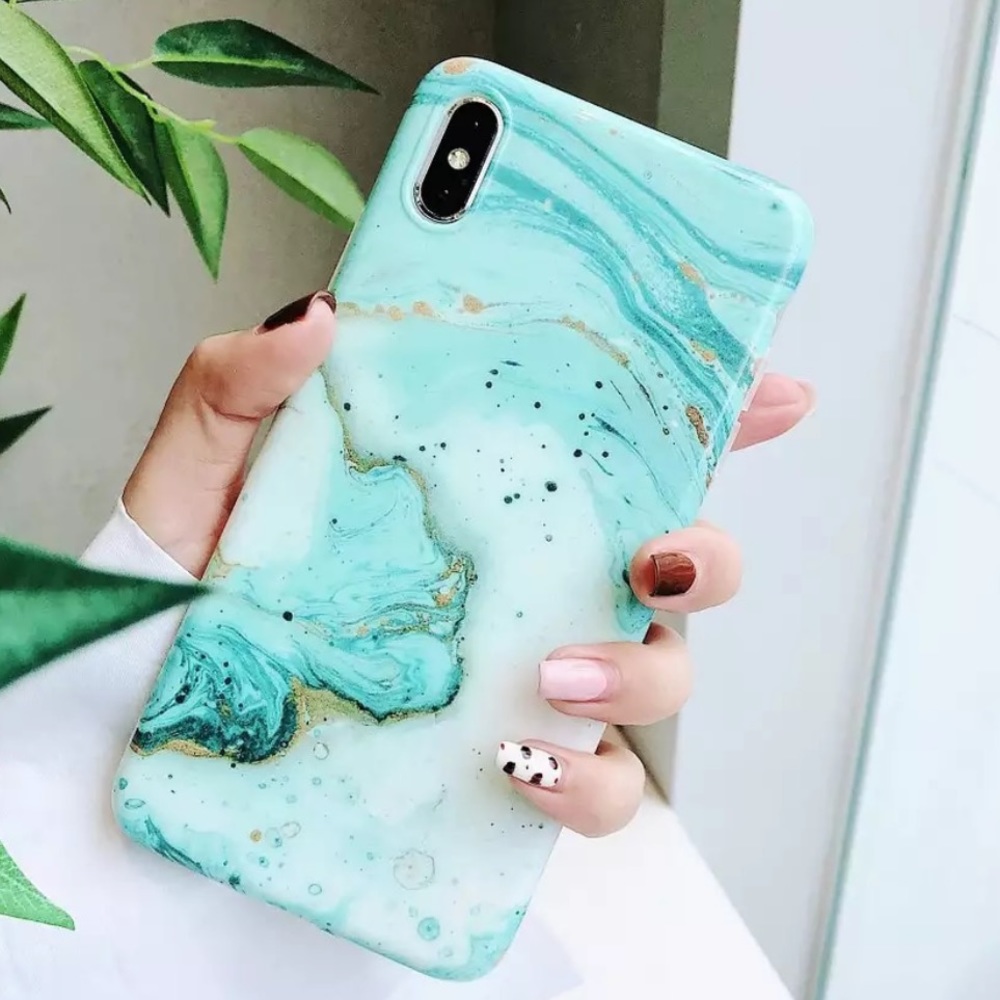 NEW Iphone X Blue Marble Case